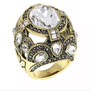 Heidi Daus "Age of Elegance" Clear Crystal Statement Ring Size 11-  HSN